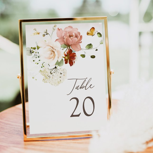 Elegant Watercolor Boho Floral Table Number (Creator Uploaded)