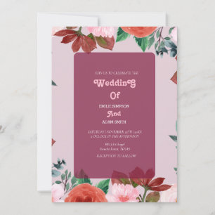 elegant watercolor BOHO FLORAL WEDDING Invitation