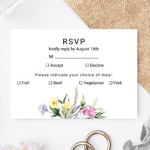 Elegant Watercolor Boho Floral Wedding RSVP Card
