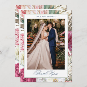 Elegant Watercolor Boho Floral Wedding Thank You Card