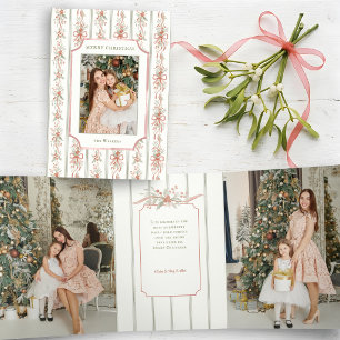 Elegant Watercolor Botanical Bows Photo Tri-Fold Card