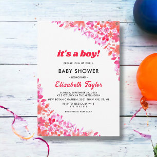 Elegant Watercolor Botanical Floral Baby Shower Invitation