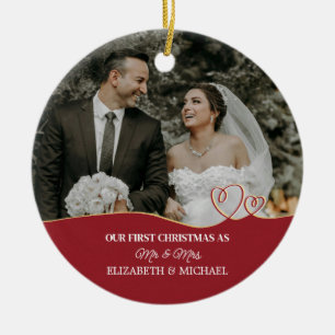 Elegant Watercolor Botanical For Wedding Photo Ceramic Tree Decoration