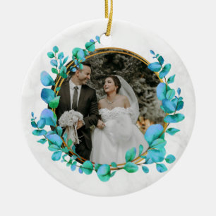 Elegant Watercolor Botanical For Wedding Photo Ceramic Tree Decoration