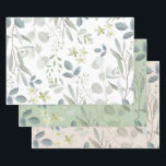Elegant Watercolor Botanical Greenery Eucalyptus Wrapping Paper Sheet<br><div class="desc">This elegant design features soft watercolor greenery on sage green background.</div>