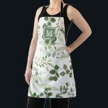 Elegant Watercolor Botanical Greenery Monogram Apron<br><div class="desc">This botanical inspired design features elegant watercolor leaves and foliage. Personalize the apron with your monogram or initial.</div>