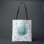 Elegant Watercolor Botanical Greenery Monogram Tote Bag<br><div class="desc">Elegant Watercolor Botanical Greenery Monogram Tote Bag. Features watercolor leaves in shades of green and blue pastel.</div>