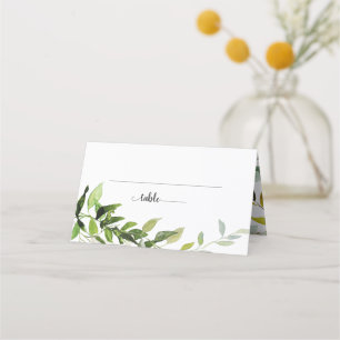 Elegant Watercolor Botanical Greenery Wedding Place Card