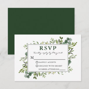 Elegant Watercolor Botanical Greenery Wedding RSVP Card
