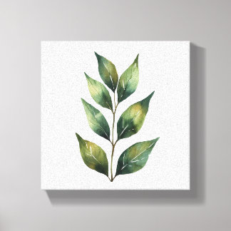 Elegant Watercolor Botanical Leaves Art Canvas Print
