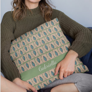 Elegant watercolor botanical leaves greenery cushion
