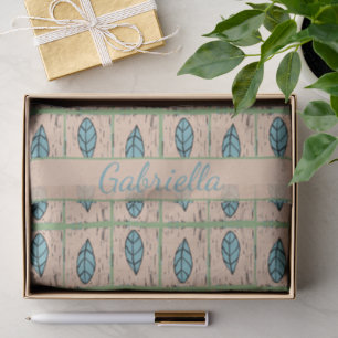 Elegant watercolor botanical leaves greenery name tissue paper