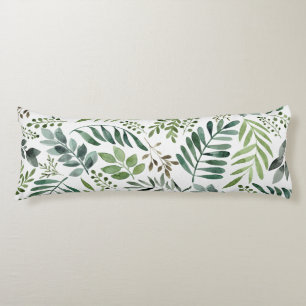 Elegant Watercolor Botanical Leaves Pattern  Body Cushion
