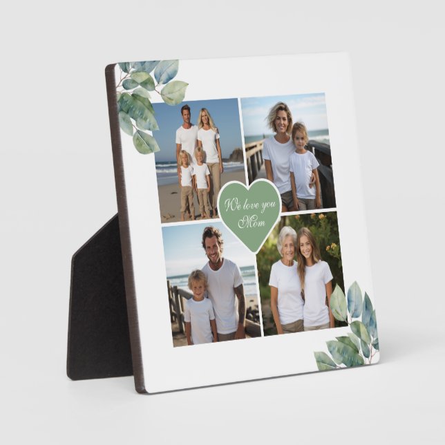 Elegant watercolor botanical personalised photo  plaque (Front)