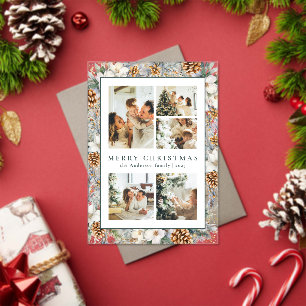 Elegant Watercolor Botanical Photo Christmas Card Acrylic Invitations