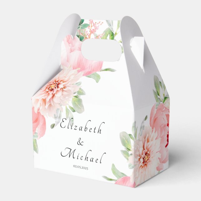 Elegant watercolor Botanical Spring Favour Box (Front Side)
