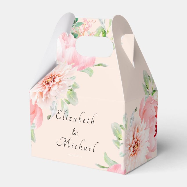 Elegant watercolor Botanical Spring Favour Box (Front Side)