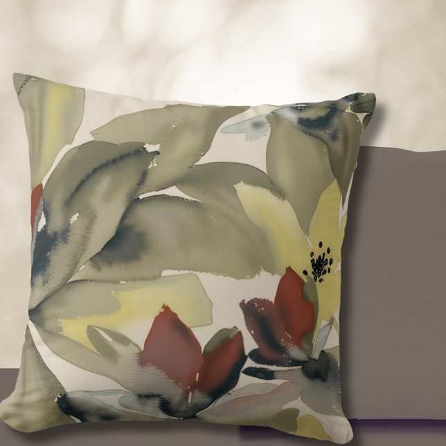 Elegant Watercolor Botanical Throw Pillow (Creator Uploaded)