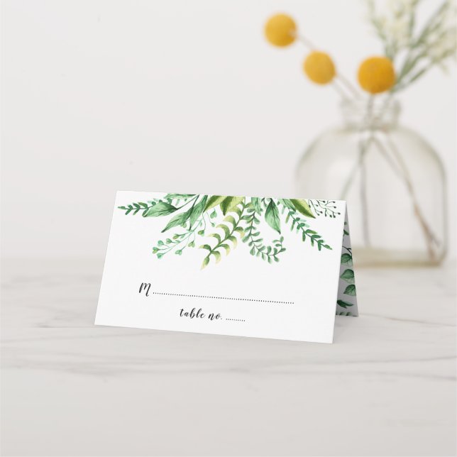 Elegant Watercolor Botanical Wedding Table Place Card (Front)