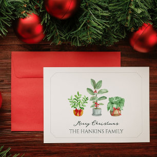 Elegant Watercolor Botanicals Folded Christmas Card