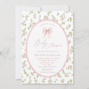 Elegant Watercolor bow grandmillenial vintage Bab Invitation