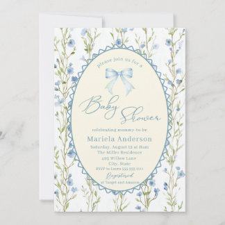 Elegant Watercolor bow grandmillenial vintage Bab Invitation