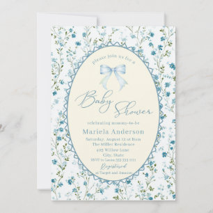 Elegant Watercolor bow grandmillenial vintage Bab Invitation