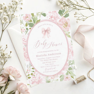 Elegant Watercolor bow grandmillenial vintage Bab Invitation