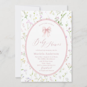 Elegant Watercolor bow grandmillenial vintage Bab Invitation