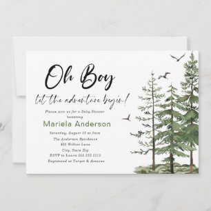 Elegant Watercolor  Boy Adventure Begin  Baby Show Invitation