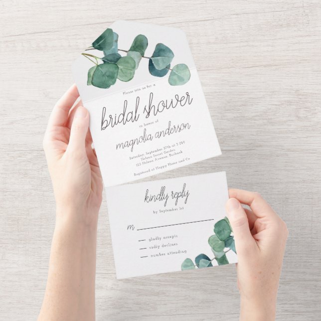 Elegant Watercolor Bridal Shower  All In One Invitation (Tearaway)