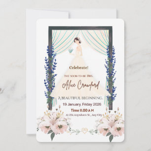 Elegant Watercolor Bride Floral Bridal Shower Invi Invitation