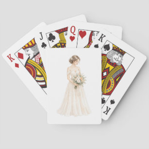 Elegant Watercolor Bride Illustration Playing Cards