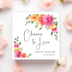 Elegant Watercolor Bright Festive Flowers Wedding Napkin