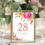 Elegant Watercolor Bright Pink Flowers Wedding Table Number<br><div class="desc">For further customisation,  please click the "Personalise this template",  then "Edit using Design Tool". Stylish editable easy to use wedding templates,  more items available in the store (invitations,  rsvp,  thank you cards,  stationery & decor). If you need help or matching items,  please contact me.</div>