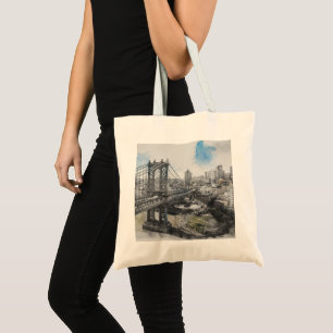 Elegant Watercolor Brooklyn Bridge NYC  Tote Bag