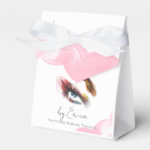 Elegant Watercolor Brushstroke Blush Pink Eye QR Favour Box