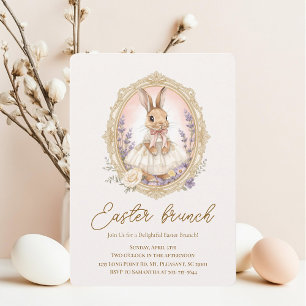 Elegant Watercolor Bunny Easter Brunch  Invitation