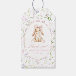 Elegant Watercolor bunny vintage floral 1st birthd Gift Tags