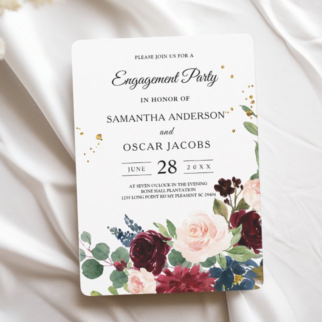 Elegant Watercolor Burgundy Blush & Gold Drops Invitation (Creator Uploaded)