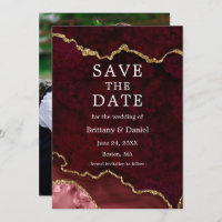 Elegant Watercolor Burgundy Marble Geode Photo