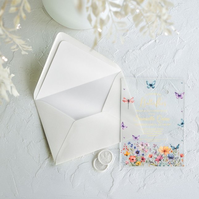 Elegant Watercolor Butterflies Bridal Shower Acrylic Invitations (Creator Uploaded)