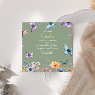 Elegant Watercolor Butterflies Bridal Shower Invitation