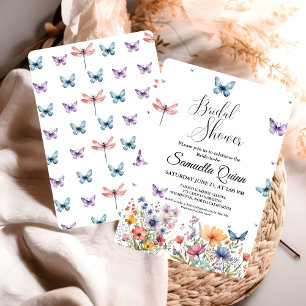 Elegant Watercolor Butterflies Bridal Shower Invitation
