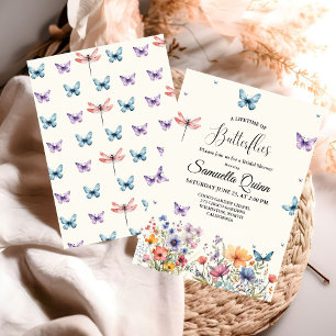 Elegant Watercolor Butterflies Bridal Shower Invitation