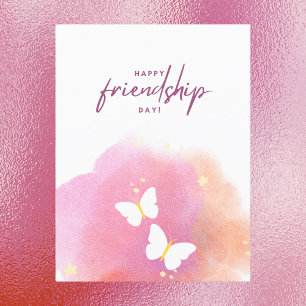 Elegant Watercolor Butterflies Friendship Day Postcard