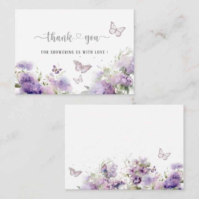 Elegant Watercolor Butterfly kisses thank you Baby Card (Front/Back)
