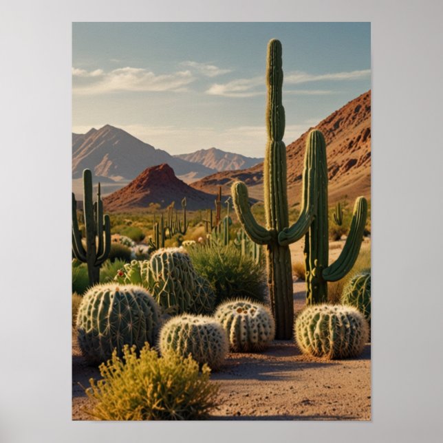 Elegant Watercolor CACTUS Poster (Front)