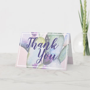 Elegant Watercolor Cactus Thank You Baby Shower Card