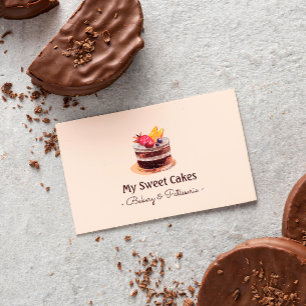 Elegant watercolor cake patisserie cupcake dessert business card